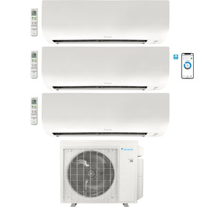 3 - Zone - 24,000 BTU 21 SEER2 Daikin MXM Series Wall Mounted Ductless Mini Split Heat Pump Air Conditioner System 9K + 9K + 12K - 230V | R32 | Wi-Fi Enabled