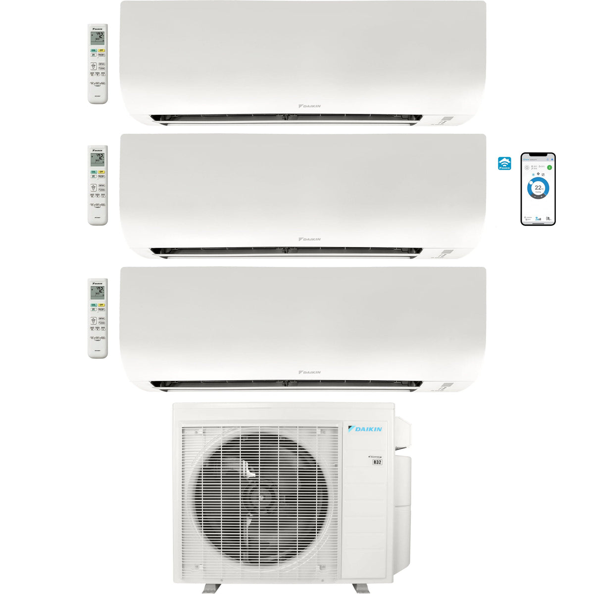 Daikin 3-Zone Wall Mounted Ductless Mini-Split 36,000 BTU Heat Pump Ai