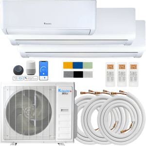 Klimaire DIY 36,000 BTU 3-Zone Regular Heat Wall Mounted Mini Split Heat Pump | 22.5 SEER2 | 12k + 18k +18k | R454B | KMIP