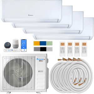 Klimaire DIY 36,000 BTU 4-Zone Regular Heat Wall Mounted Mini Split Heat Pump | 22.5 SEER2 | 12k + 12k + 12k + 12k | R454B | KMIP
