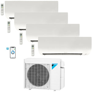 4 - Zone - 36,000 BTU 20 SEER2 Daikin MXM Series Wall Mounted Ductless Mini Split Heat Pump Air Conditioner System 7K + 7K + 7K + 9K - 230V | R32 | Wi-Fi Enabled