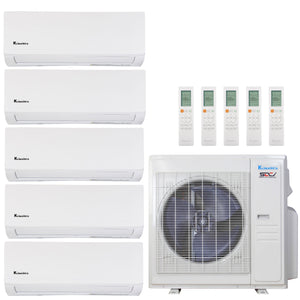 Klimaire 36,000 BTU 5-Zone Hyper Heat Wall Mounted Mini Split Heat Pump | 21.3 SEER2 | 6k + 6k + 6k + 6k +6k | R454B | KMHR