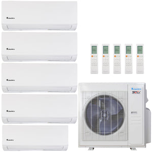 Klimaire 36,000 BTU 5-Zone Hyper Heat Wall Mounted Mini Split Heat Pump | 21.3 SEER2 | 6k + 9k + 9k + 9k +9k | R454B | KMHR