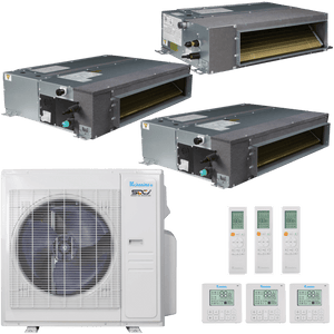 Klimaire 36,000 BTU 3-Zone Regular Heat Ducted Recessed Mini Split Heat Pump | 19.4 SEER2 | 12k + 18k + 18k | R454B | KMIR