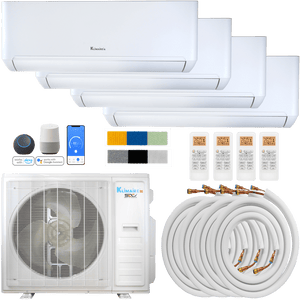Klimaire DIY 42,000 BTU 4-Zone Regular Heat Wall Mounted Mini Split Heat Pump | 22 SEER2 | 9k + 12k + 12k + 12k | R454B | KMIP