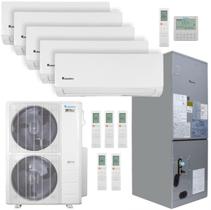 Klimaire 46,000 BTU 6-Zone Regular Heat Wall Mount - Air Handler Mini Split Heat Pump | 20.8 SEER2 | 6k + 9k + 9k + 9k + 9k + 18k | R454B | KMIR