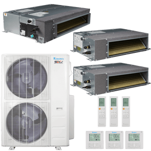 Klimaire 47,000 BTU 3-Zone Regular Heat Ducted Recessed Mini Split Heat Pump | 20.4 SEER2 | 12k + 12k + 18k | R454B | KMIR