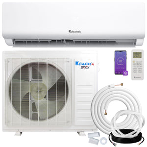 Klimaire 24,000 Btu 17 SEER2 Wall Mounted Single Zone Ductless Mini-Split Heat Pump Air conditioner with 16 Ft. Kit | 230V | R32