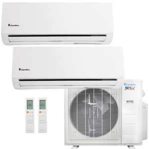 Klimaire 26,000 BTU 2-Zone Hyper Heat Wall Mounted Mini Split Heat Pump | 23 SEER2 | 9k + 12k | R454B
