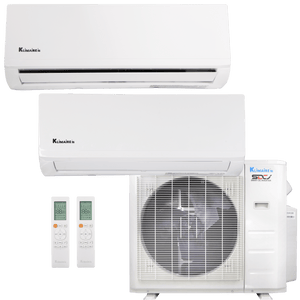 Klimaire 18,000 BTU 2-Zone Hyper Heat Wall Mounted Mini Split Heat Pump | 23 SEER2 | 6k + 9k | R454B