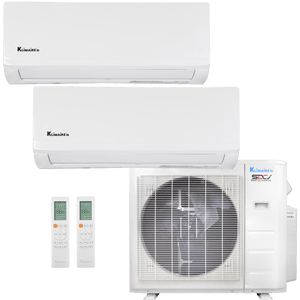 Klimaire 18,000 BTU 2-Zone Hyper Heat Wall Mounted Mini Split Heat Pump | 23 SEER2 | 6k + 6k | R454B