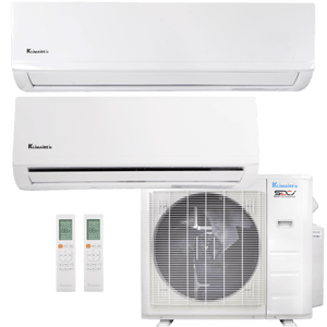 Klimaire 26,000 BTU 2-Zone Hyper Heat Wall Mounted Mini Split Heat Pump | 23 SEER2 | 12k + 18k | R454B