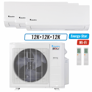 Klimaire 26,000 BTU 3-Zone Wall Mounted Mini Split Heat Pump | 23 SEER2 | 12k + 12k + 12k | R454B