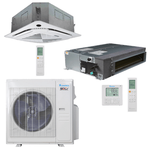 Klimaire 35,000 BTU 2-Zone Regular Heat Ceiling Cassette Ducted Concealed Mini Split Heat Pump | 20 SEER2 | 18k + 18k | R454B | KMIR