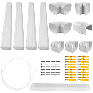 Maxwell PVC Decorative Refrigerant Line Cover Kit 4" for Ductless Mini-split Air Conditioners 17 ft Length