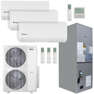 Klimaire 46,000 BTU 4-Zone Regular Heat Wall Mount - Air Handler Mini Split Heat Pump | 20.8 SEER2 | 6k + 12k + 12k + 24k | R454B | KMIR
