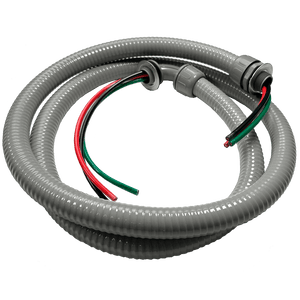 1/2 inch x 6 ft Liquid-tight Flexible Electrical Whip with 3- #10 AWG Wires