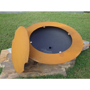 Fire Pit Art Magnum W/Lid Gas Fire with Penta 24 In Burner Match Lit