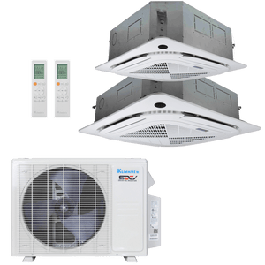 Klimaire 27,000 BTU 2-Zone Regular Heat Ceiling Cassette Mini Split Heat Pump | 23 SEER2 | 9k + 18k | R454B | KMIR