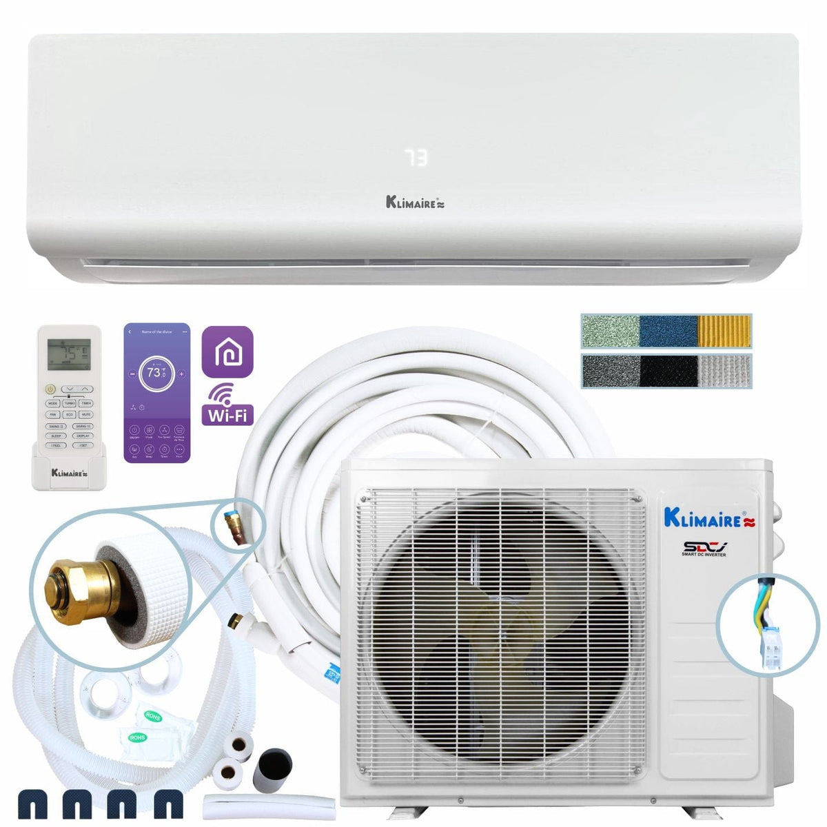 Klimaire DIY 24,000 BTU 19 SEER2 Ductless Mini Split Heat Pump Air Con