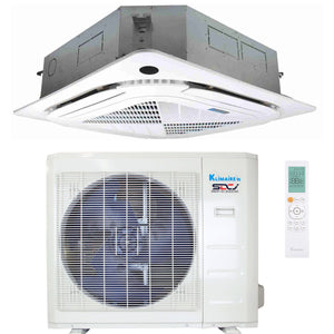 24,000 Btu Klimaire 21.5 SEER2 Ceiling Cassette Ductless Mini-Split Air Conditioner Heat Pump System Wi-Fi 220V