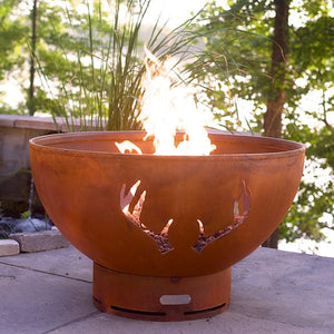 Antlers Gas Fire Pit with Penta 24 In Burner Match Lit