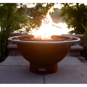 Fire Pit Art Bella Luna Gas Fire with Penta 24 In Burner Match Lit