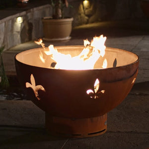 Fire Pit Art Fleur De Lis Gas Fire with Penta 24 In Burner Electronic AWEIS