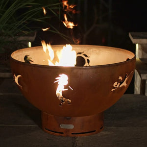Fire Pit Art Kokopelli Gas Fire with Penta 24 In Burner Electronic AWEIS