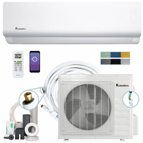 Klimaire DIY 24,000 BTU - 18 SEER Ductless Mini Split Heat Pump Air Conditioner with 25 ft Pre-Charged Installation Kit & Wi-fi - 230V