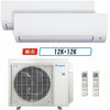 2 - Zone - 36,000 BTU 20 SEER2 Daikin MXM Series Wall Mounted Ductless Mini Split Heat Pump Air Conditioner System 12K + 12K - 230V | R32 | Wi-Fi Enabled