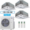 Klimaire 36,000 BTU 3-Zone Ceiling Cassette Mini Split Heat Pump | 21.5 SEER2 | 12k + 12k + 24k | R454B