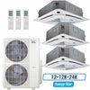 Klimaire 46,000 BTU 3-Zone Ceiling Cassette Mini Split Heat Pump | 21.2 SEER2 | 12k + 12k + 24k | R454B