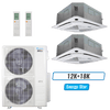 Klimaire 45,000 BTU 2-Zone Ceiling Cassette Mini Split Heat Pump | 24 SEER2 | 12k + 18k | R454B