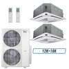 Klimaire 60,000 BTU 2-Zone Ceiling Cassette Mini Split Heat Pump | 19.2 SEER2 | 12k + 18k | R454B