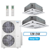 Klimaire 45,000 BTU 2-Zone Ceiling Cassette Mini Split Heat Pump | 24 SEER2 | 12k + 24k | R454B