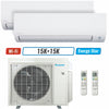 2 - Zone - 24,000 BTU 21 SEER2 Daikin MXM Series Wall Mounted Ductless Mini Split Heat Pump Air Conditioner System 15K + 15K - 230V | R32 | Wi-Fi Enabled