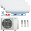3 - Zone - 36,000 BTU 20 SEER2 Daikin MXM Series Wall Mounted Ductless Mini Split Heat Pump Air Conditioner System 15K + 15K + 15K - 230V | R32 | Wi-Fi Enabled