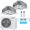 Klimaire 35,000 BTU 2-Zone Ceiling Cassette Mini Split Heat Pump | 23 SEER2 | 18k + 18k | R454B