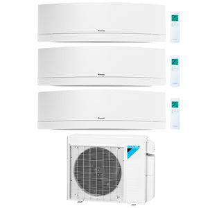 Daikin 3-Zone Wall Mounted Emura White Hyper Heat Ductless Mini-Split 24000 BTU Heat Pump Air Conditioner 12k + 12k + 12k - 18 SEER2 1