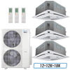 Klimaire 51,000 BTU 3-Zone Ceiling Cassette Mini split Heat Pump | 21.4 SEER2 | 12k + 12k + 18k | R454B