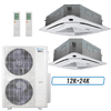 Klimaire 60,000 BTU 2-Zone Ceiling Cassette Mini Split Heat Pump | 19.2 SEER2 | 12k + 24k | R454B