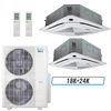 Klimaire 60,000 BTU 2-Zone Ceiling Cassette Mini Split Heat Pump | 19.2 SEER2 | 18k + 24k | R454B