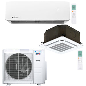 2-Zone Klimaire 23.5 SEER2 Multi Split Wall Mount Ceiling Cassette Air Conditioner Heat Pump System 18+12 1