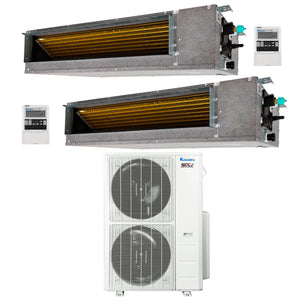 2-Zone Klimaire 20.5 SEER2 Multi Split Ducted Floor-ceiling Air Conditioner Heat Pump System 18+24 1