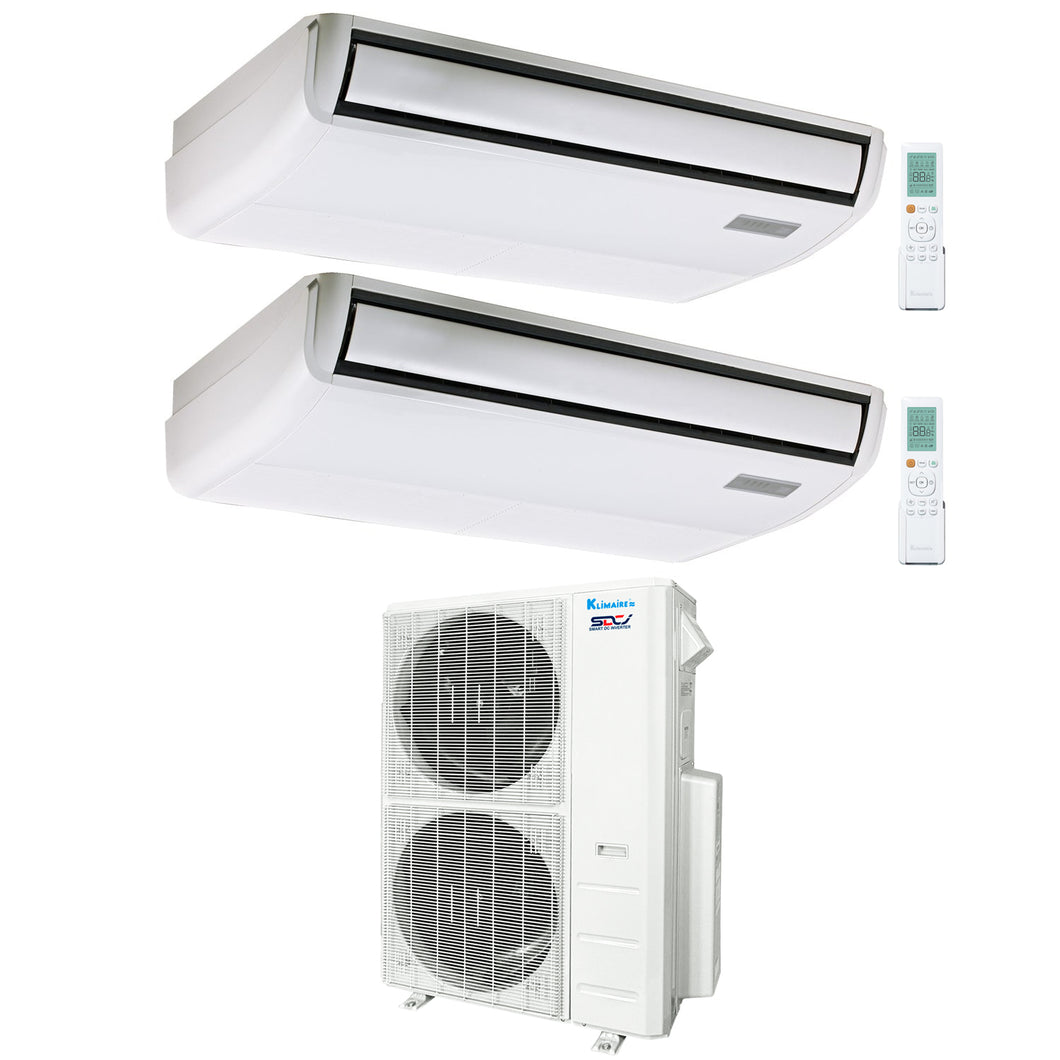 2-Zone Klimaire 21.1 SEER2 Multi Split Floor-ceiling Air Conditioner Heat Pump System 18+24