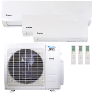 Klimaire 26,000 BTU 3-Zone Regular Heat Wall Mounted Mini Split Heat Pump | 23 SEER2 | 6k + 6k + 18k | R454B | KMIR