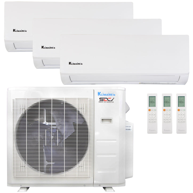 Klimaire 19,000 BTU 3-Zone Hyper Heat Wall Mounted Mini Split Heat Pump | 21 SEER2 | 6k + 6k + 6k | R454B | KMHR