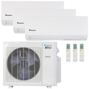 Klimaire 27,000 BTU 3-Zone Hyper Heat Wall Mounted Mini Split Heat Pump | 21 SEER2 | 9k + 9k + 9k | R454B | KMHR