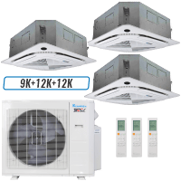 Klimaire 19,000 BTU 3-Zone Hyper Heat Ceiling Cassette Mini Split Heat Pump | 23 SEER2 | 9k + 12k + 12k | R454B